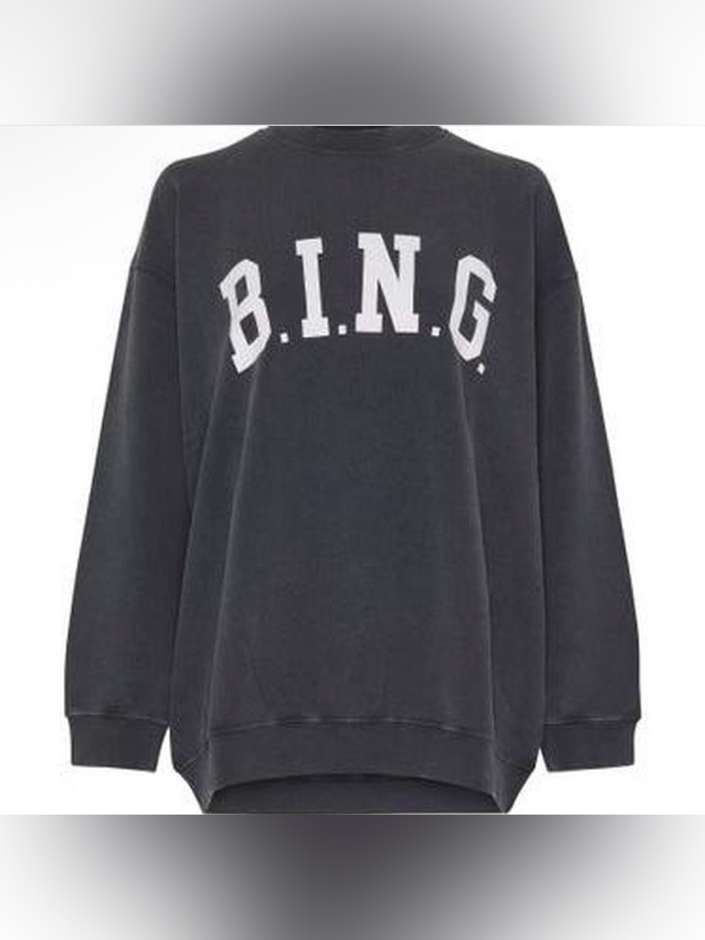 Anine Bing Black Crewneck Sweatshirt with White Logo Tag